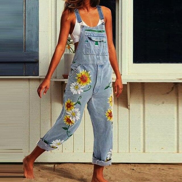 Hippie Peace Floral Denim Overall dylinoshop