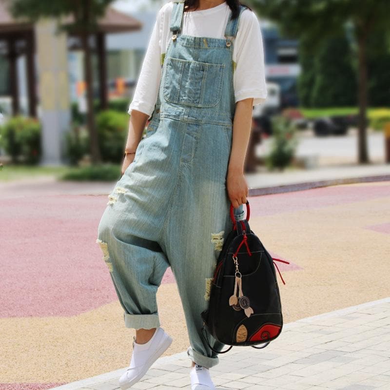 Casual Ripped Denim Overall dylinoshop