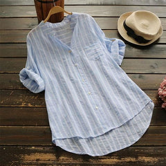 Oversized Striped Button-down Shirt Buddha Trends