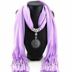 Hollow Circle Flower Purple Scarf Necklace dylinoshop