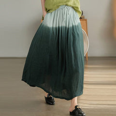 Tie-Dye Gradient Linen Skirt Buddha Trends