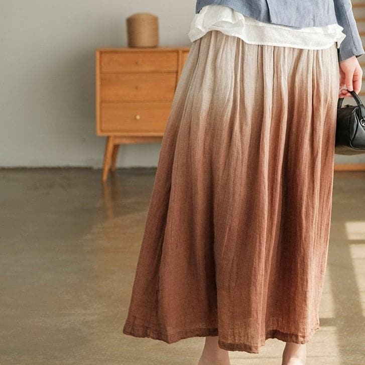 Tie-Dye Gradient Linen Skirt Buddha Trends