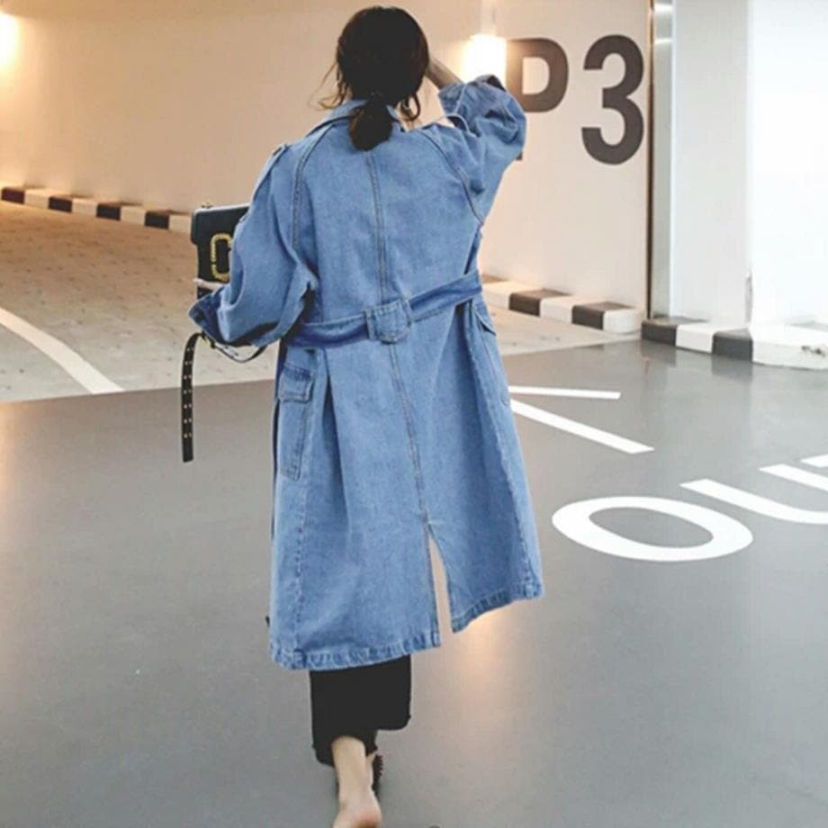 Long Oversized Denim Trench Coat dylinoshop