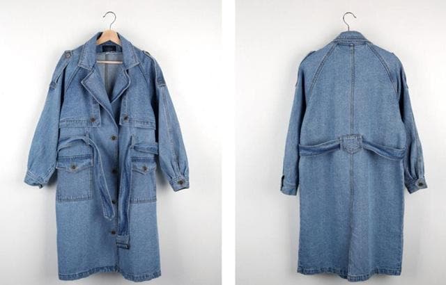 Long Oversized Denim Trench Coat dylinoshop