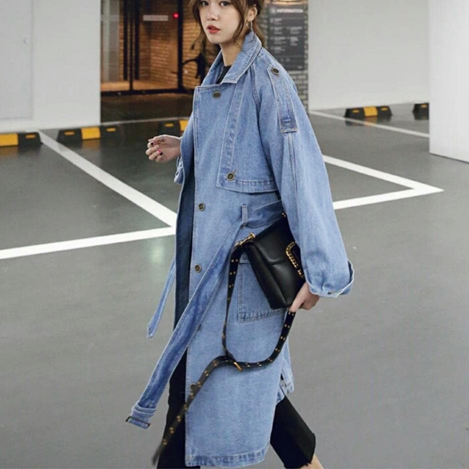 Long Oversized Denim Trench Coat dylinoshop