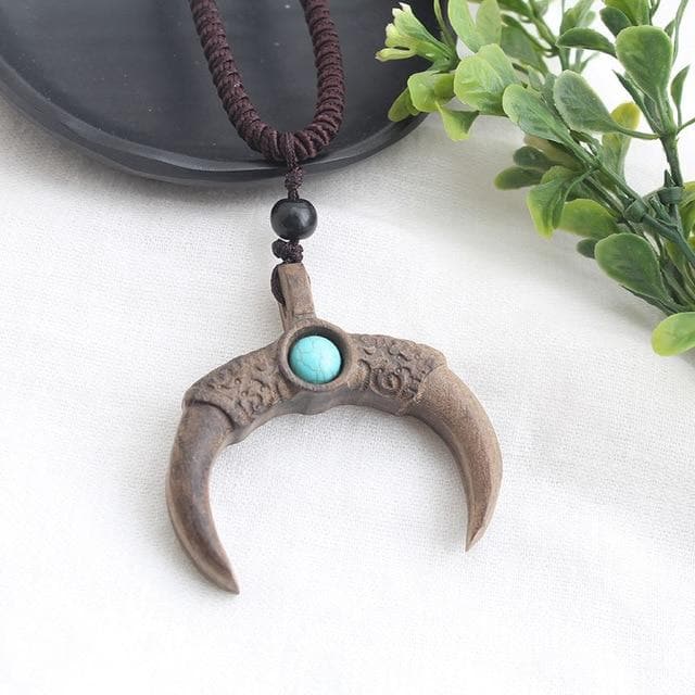 Moon Crescent Adjustable Sandalwood Pendant Necklace Buddha Trends