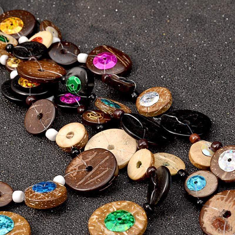 Multi Layer Wooden Statement Necklace Buddha Trends