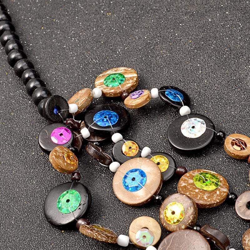 Multi Layer Wooden Statement Necklace Buddha Trends