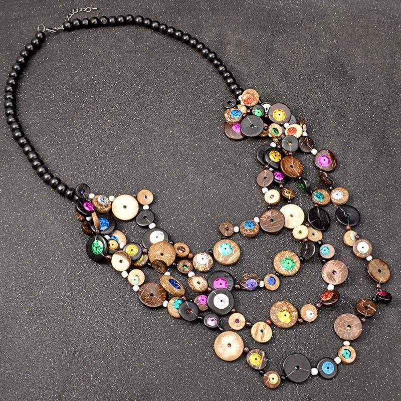 Multi Layer Wooden Statement Necklace Buddha Trends