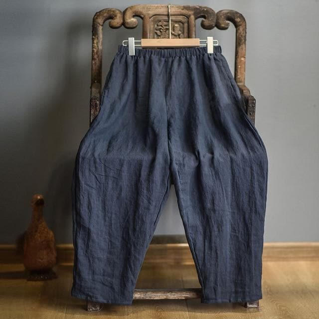 Elastic Waist Linen Trousers | Hippie dylinoshop