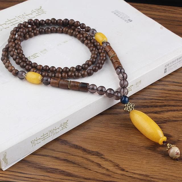 Nepalese Wooden Mala Beads Necklace Buddha Trends