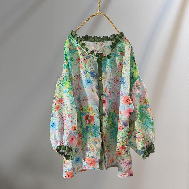 New Age Hippie Patchwork Blouse Buddha Trends