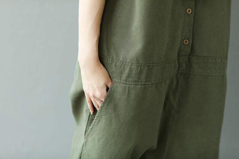 Army Green Loose Overall For Women DYLINOSHOP