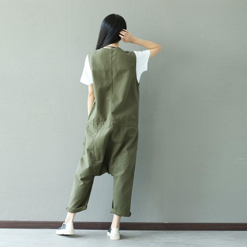 Army Green Loose Overall For Women DYLINOSHOP