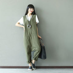 Army Green Loose Overall For Women DYLINOSHOP