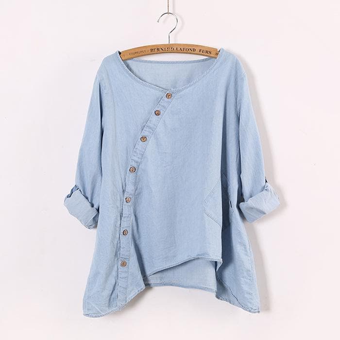 Baby Blue Button Up Shirt  | Zen DYLINOSHOP