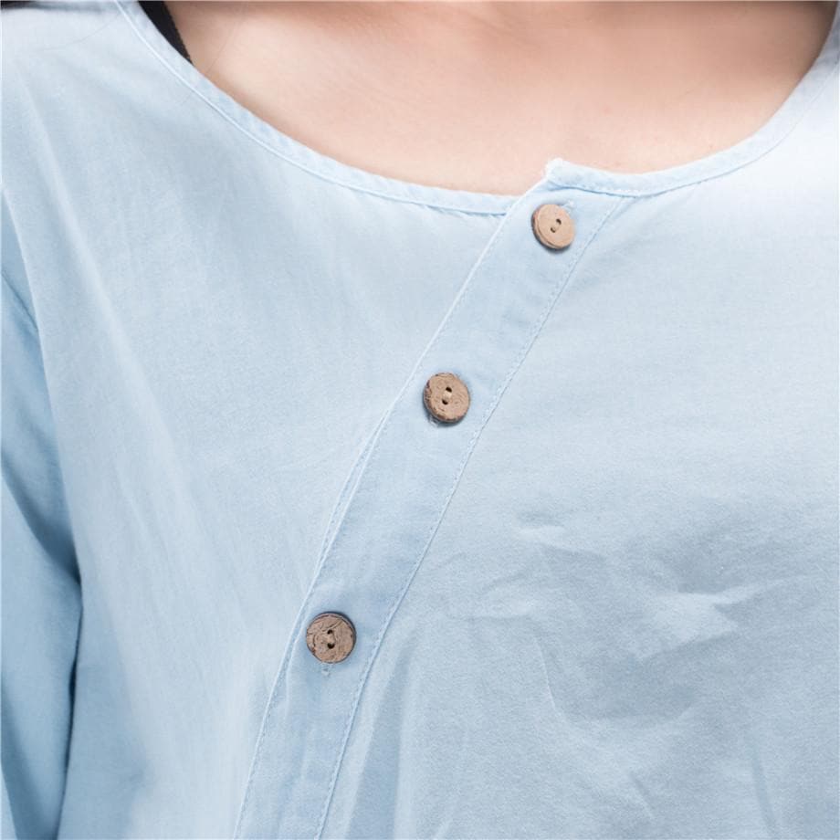 Baby Blue Button Up Shirt  | Zen DYLINOSHOP