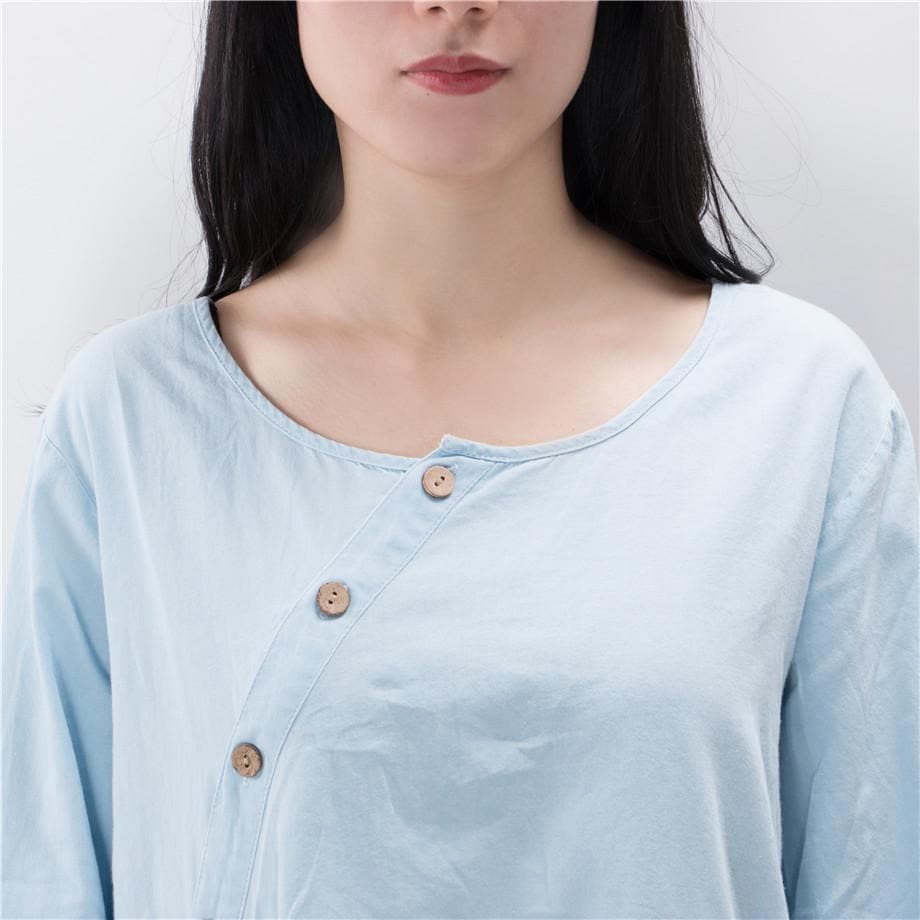 Baby Blue Button Up Shirt  | Zen DYLINOSHOP