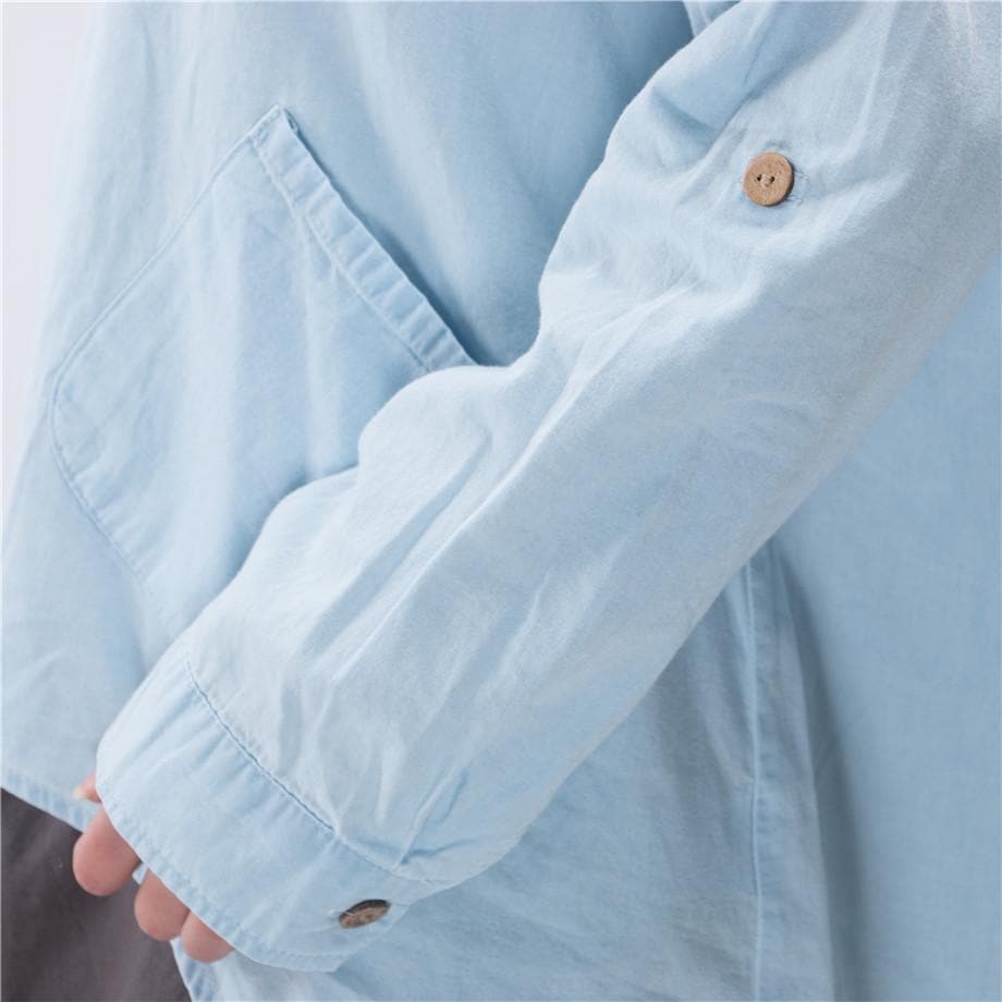 Baby Blue Button Up Shirt  | Zen DYLINOSHOP