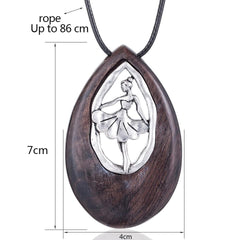 Ballerina Wood Pendant Necklace dylinoshop