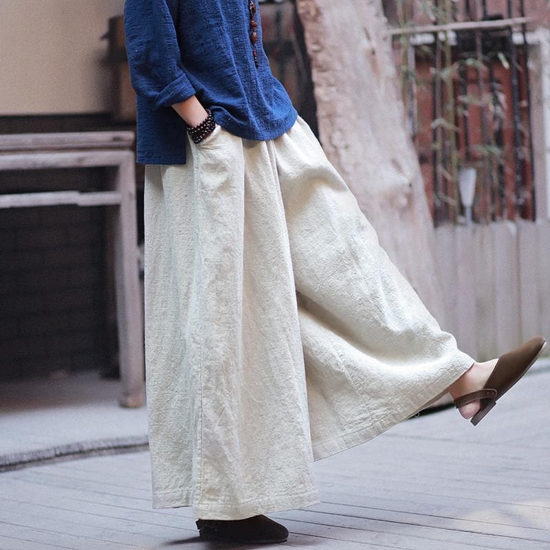 Beige Linen Palazzo Pants  | Zen dylinoshop