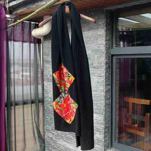 100% Cotton Patchwork Black Scarf | Zen dylinoshop