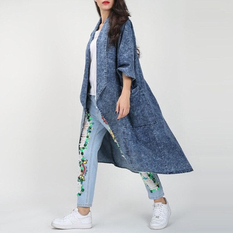 Thin Layered Denim Trench Coat Buddha Trends