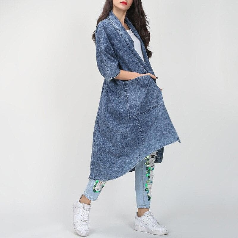 Thin Layered Denim Trench Coat Buddha Trends