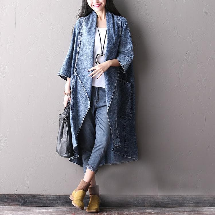 Thin Layered Denim Trench Coat Buddha Trends