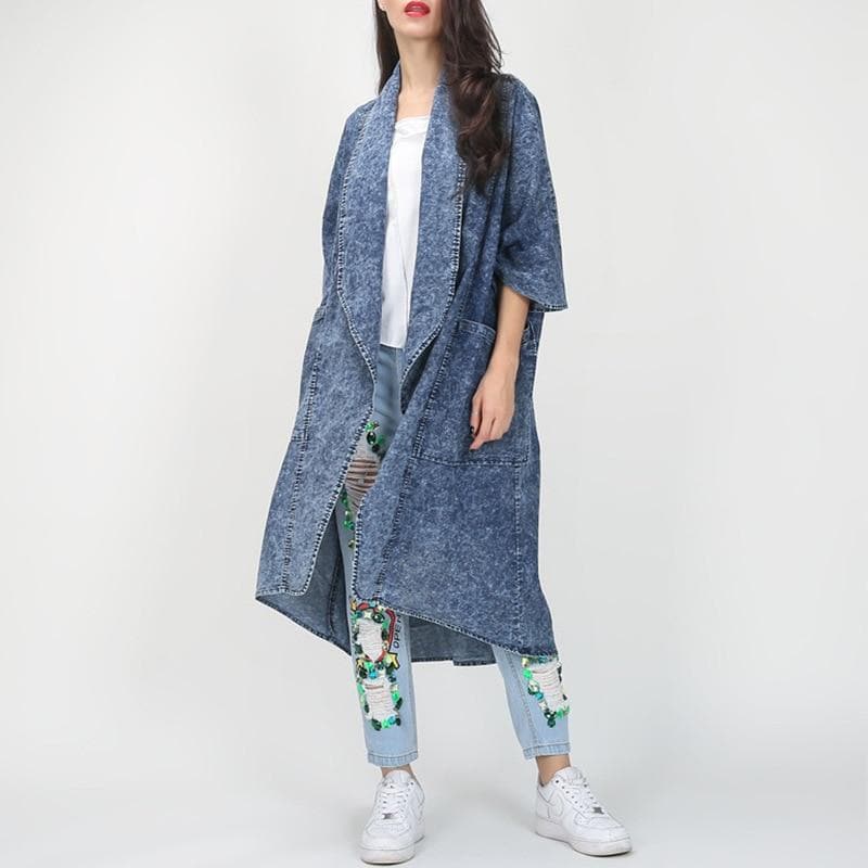 Thin Layered Denim Trench Coat Buddha Trends