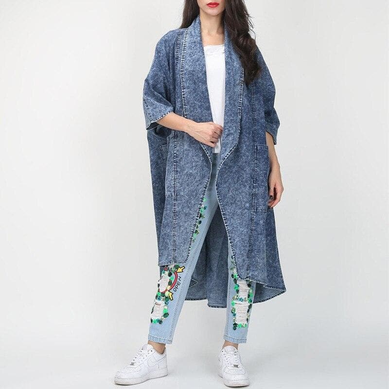 Thin Layered Denim Trench Coat Buddha Trends