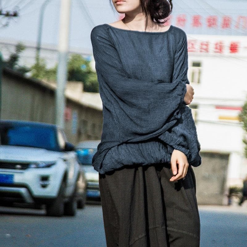 Lantern Sleeve Oversized Cotton Shirt | Lotus dylinoshop