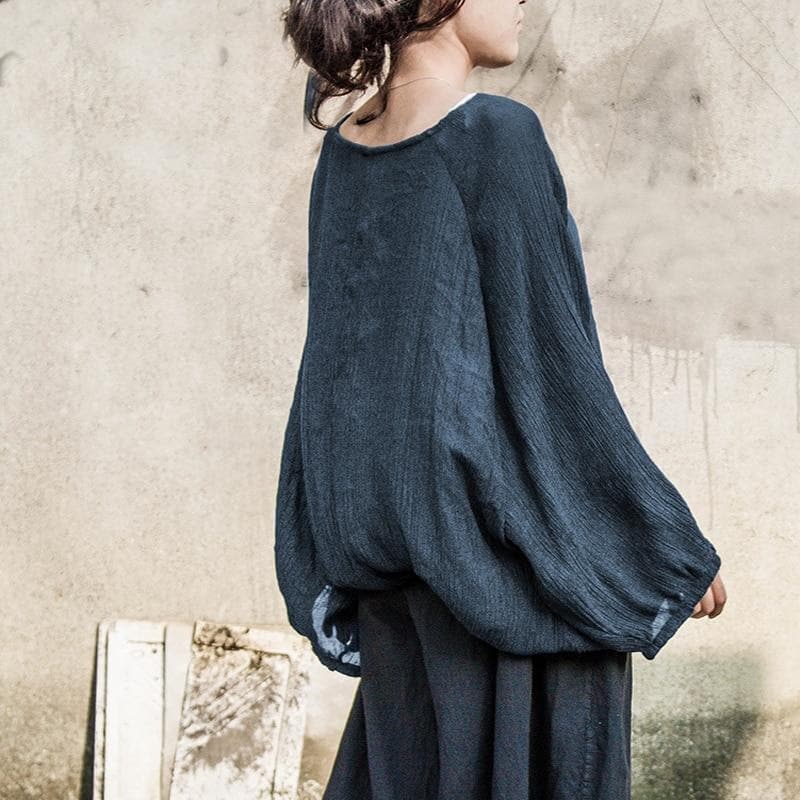 Lantern Sleeve Oversized Cotton Shirt | Lotus dylinoshop