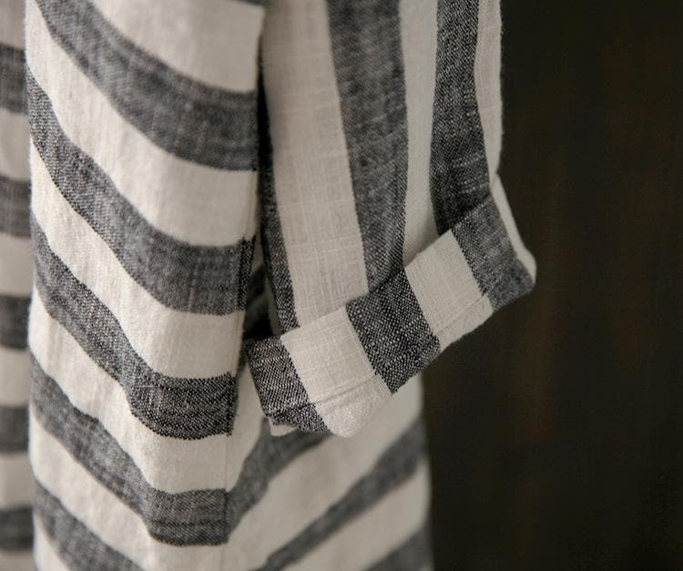 Grey and White Striped Linen Shirt  | Zen dylinoshop