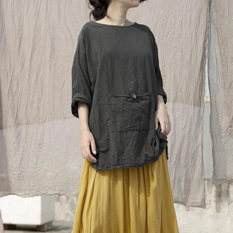 Harmony Grey Cotton Linen Shirt | Lotus dylinoshop