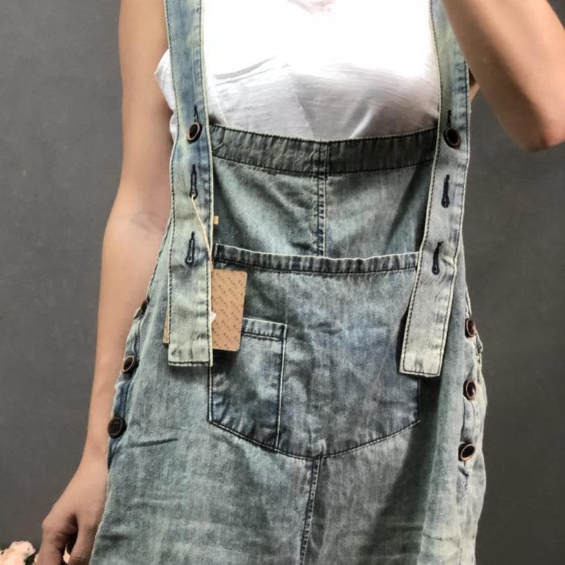 3/4 Length Boyfriend Ripped Denim Overall dylinoshop