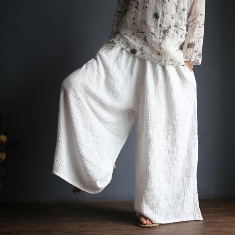 White Linen Palazzo Pants  | Zen Buddha Trends