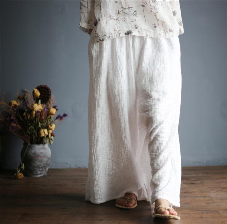 White Linen Palazzo Pants  | Zen Buddha Trends