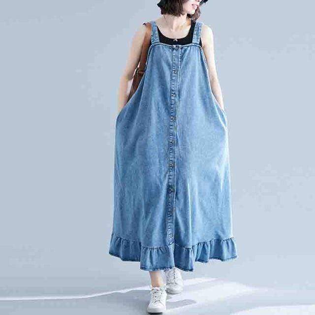 Too Relaxed Denim Overall Dress Buddha Trends