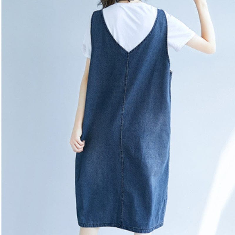 Expressions Dark Blue Denim Overall Dress dylinoshop