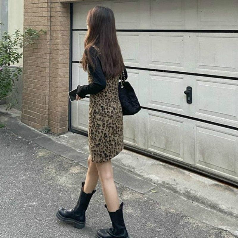 Leopard Prints Overall Dress Mini dylinoshop