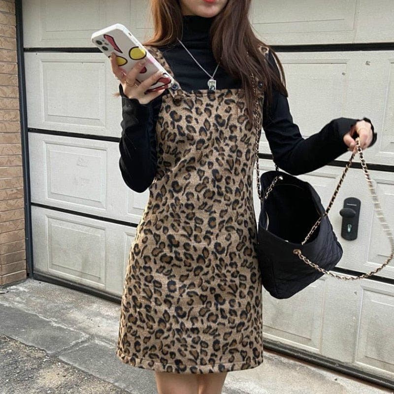 Leopard Prints Overall Dress Mini dylinoshop