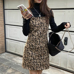 Leopard Prints Overall Dress Mini dylinoshop