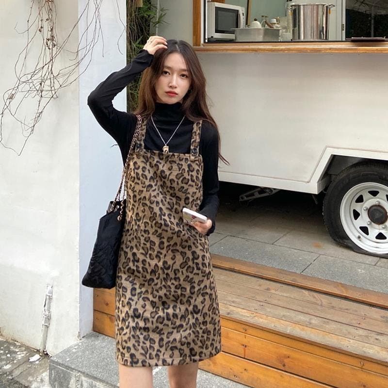 Leopard Prints Overall Dress Mini dylinoshop