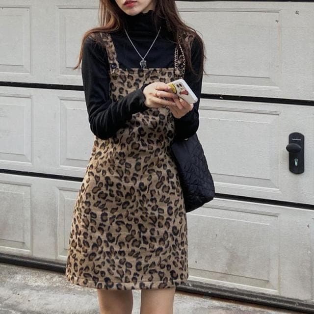 Leopard Prints Overall Dress Mini dylinoshop