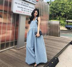 Drama Free Maxi Denim Overall Dress dylinoshop