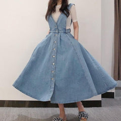 Somewhere Under The Sun Denim Dress Buddha Trends