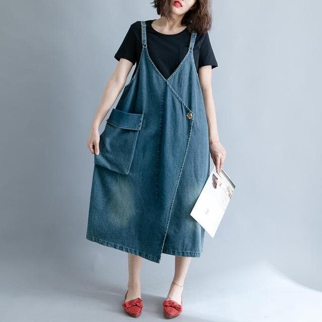 Loose Denim Overall Dress dylinoshop