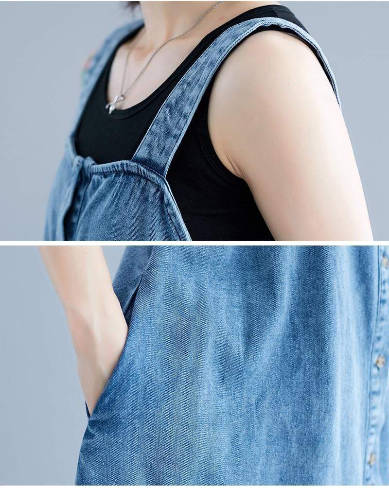 Too Relaxed Denim Overall Dress Buddha Trends