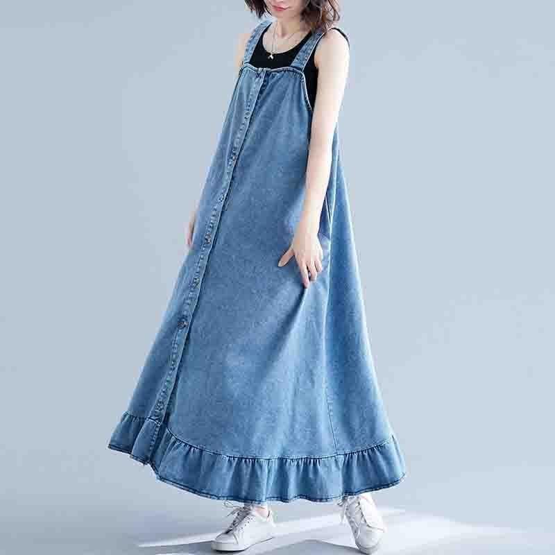 Too Relaxed Denim Overall Dress Buddha Trends